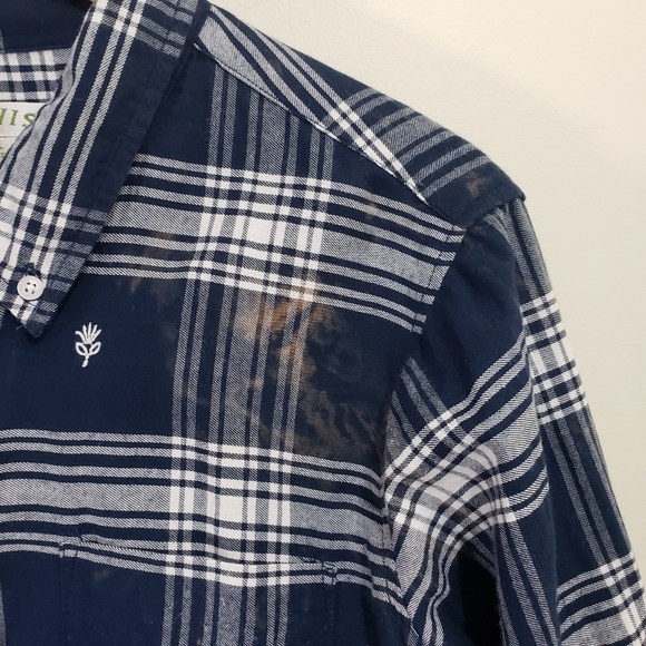 Orvis floral embroidered bleach dip dyed flannel shirt - Picture 4 of 10